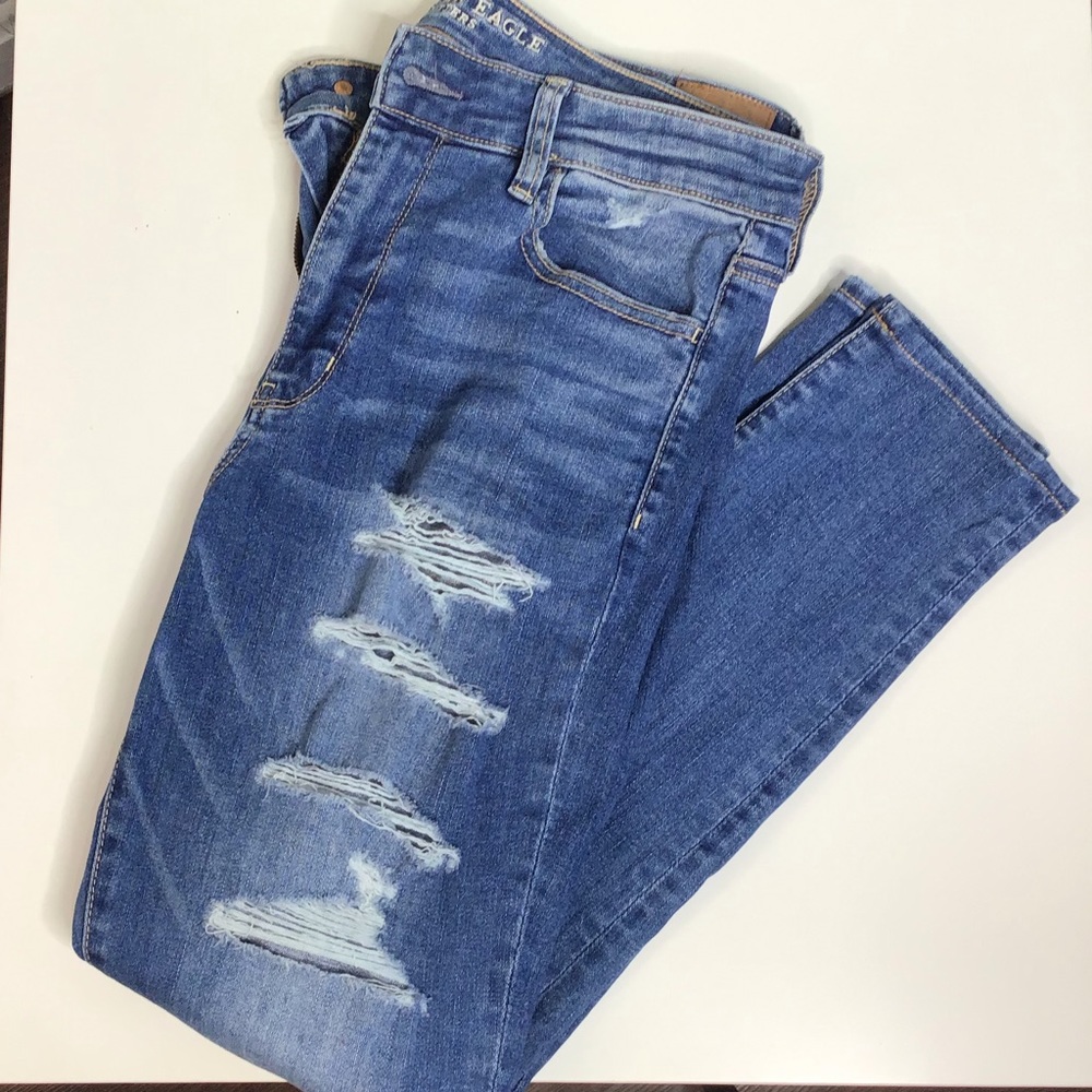 American Eagle Outfitters Distressed Blue Skinny Jeans